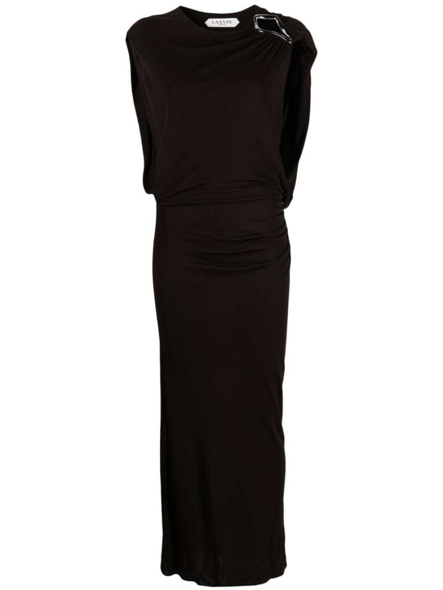 brooch-detail maxi dress