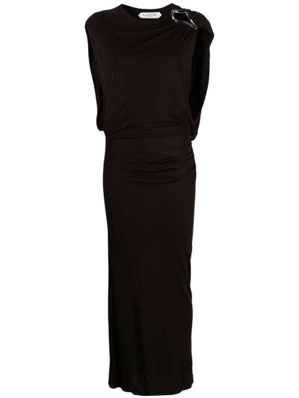 brooch-detail maxi dress