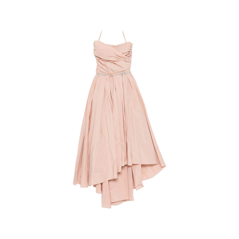 Pinko Strapless Ruched Asymmetric Midi Dress