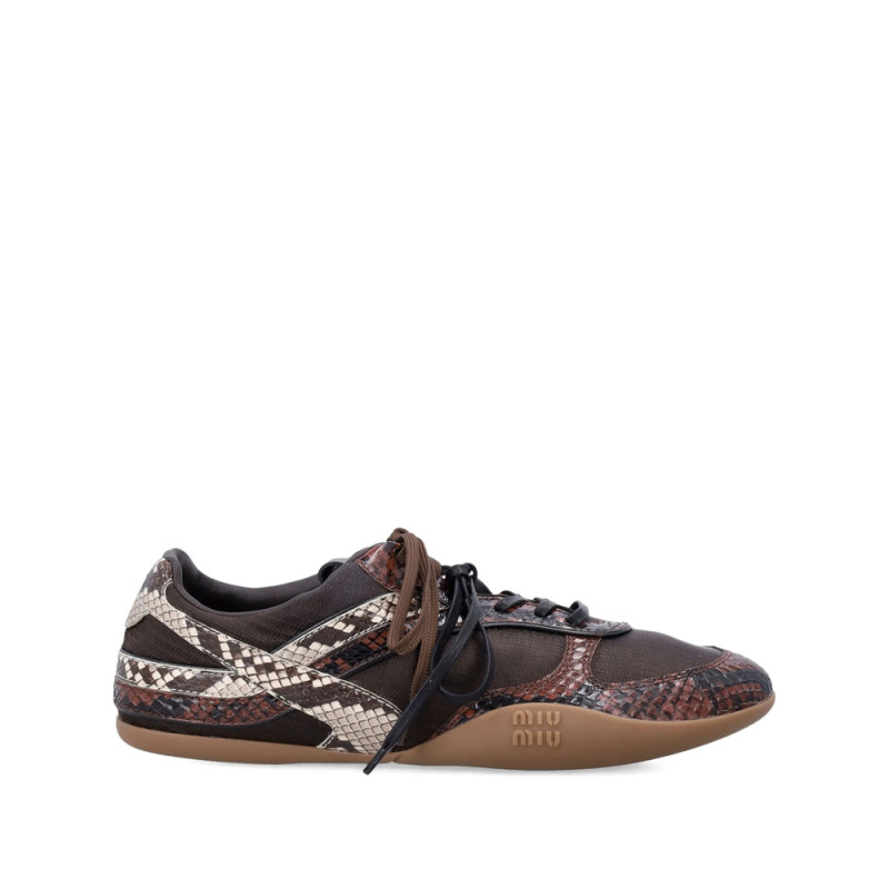 Miu Miu Snakeskin-effect Leather Sneakers