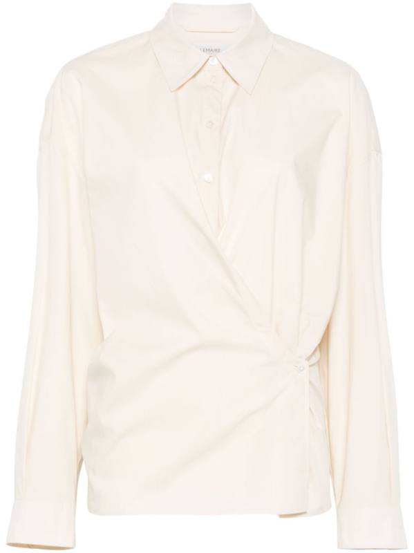 straight-collar twisted shirt