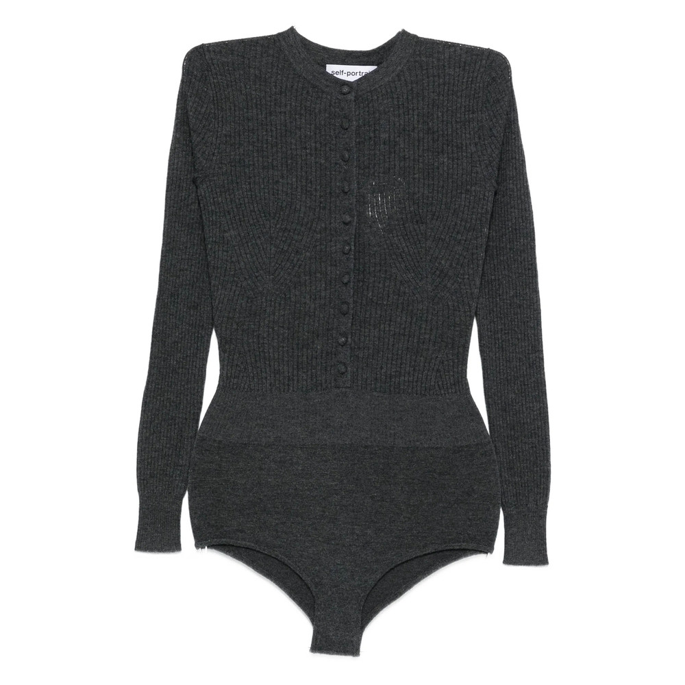 Self-portrait Ribbed-knit Bodysuit