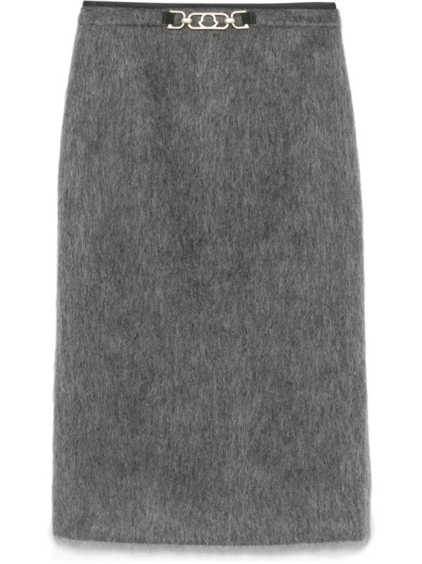 brushed-effect midi skirt