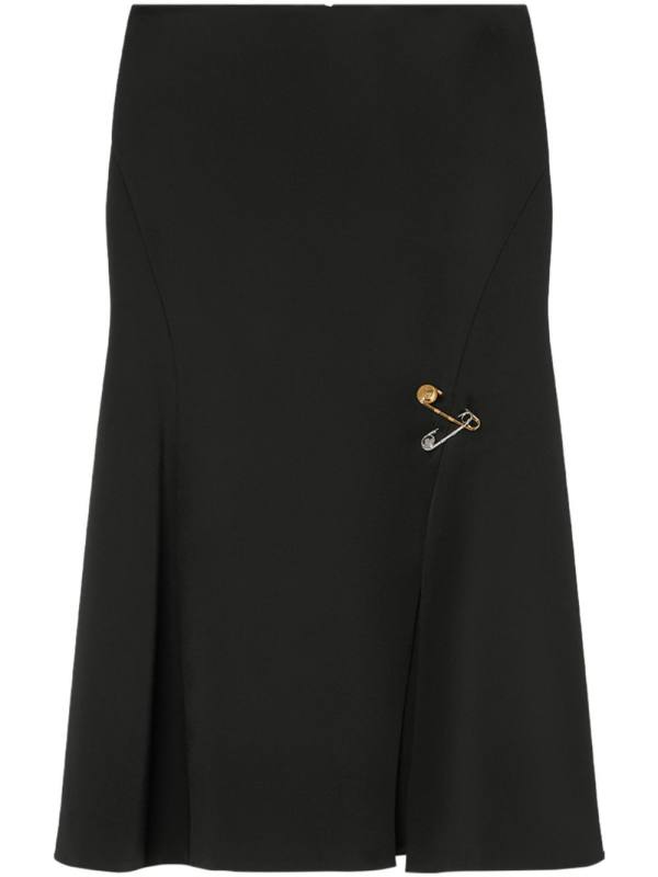 Safety Pin satin midi skirt