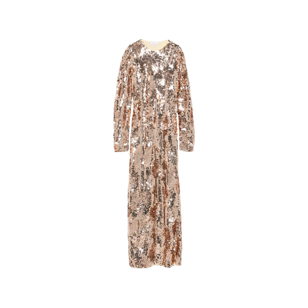 Rabanne Sequin-embellished Long-sleeve Maxi Dress