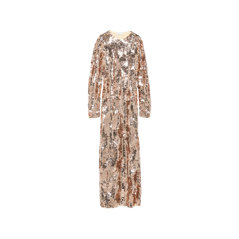 Rabanne Sequin-embellished Long-sleeve Maxi Dress