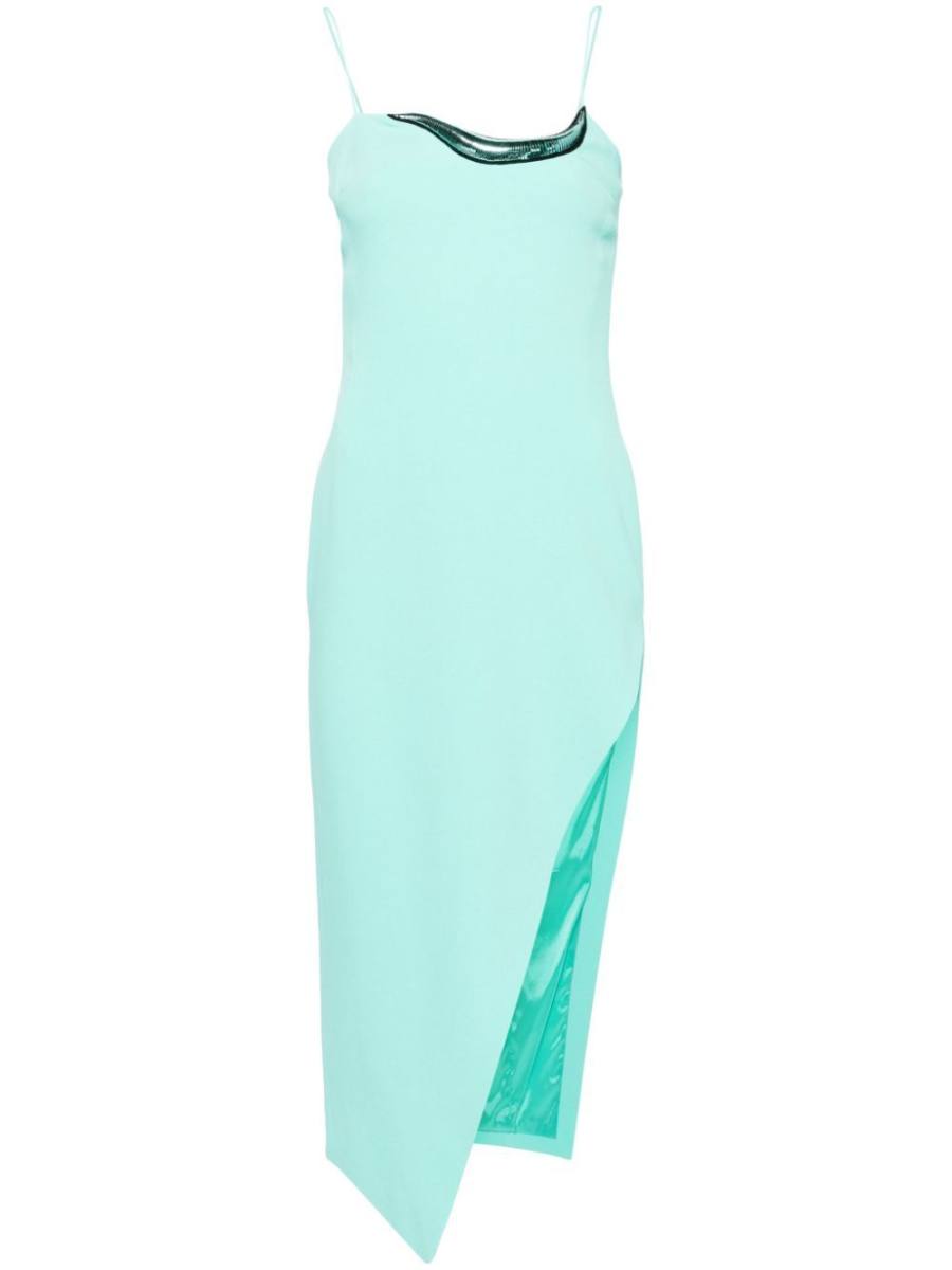 appliqué-detail crepe midi dress