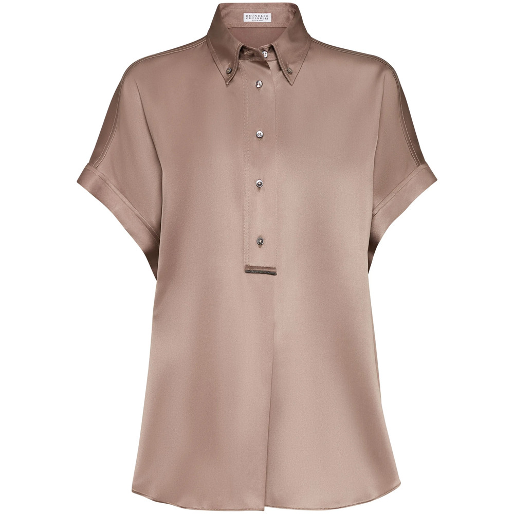 Brunello Cucinelli Monili-embellished Silk Shirt