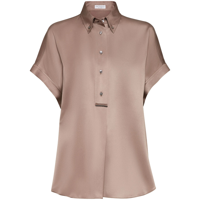 Brunello Cucinelli Monili-embellished Silk Shirt