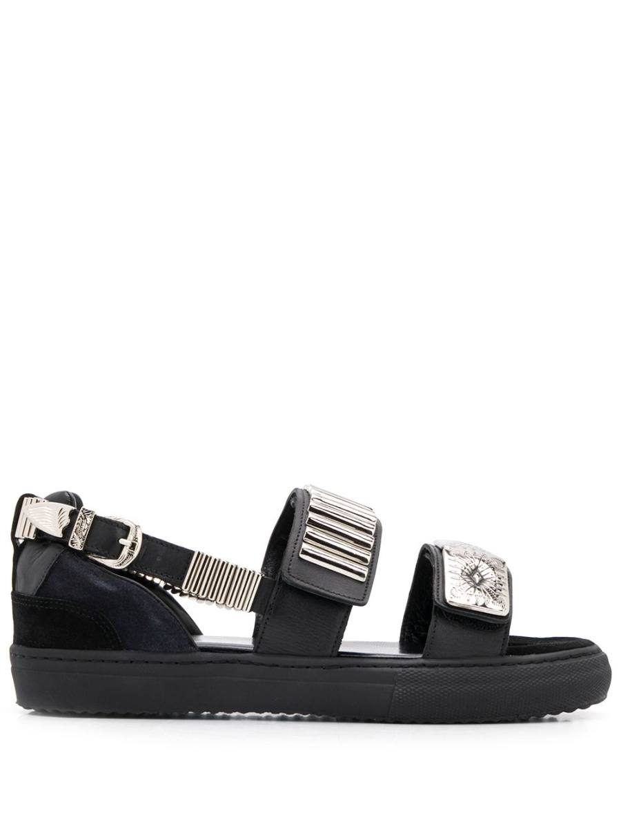 embossed strap sandals