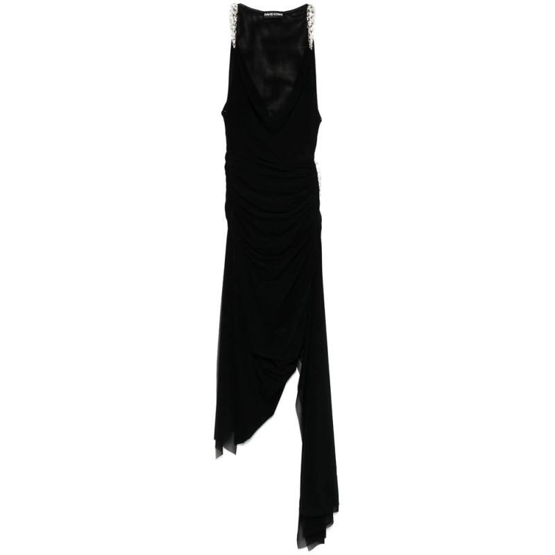 David Koma Crystal-claw Detailed Asymmetric Midi Dress