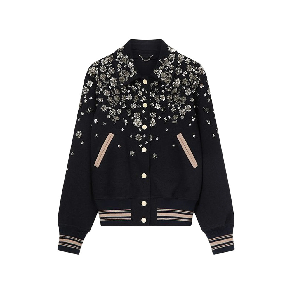 Golden Goose Floral-embellished Logo-patch Bomber Jacket