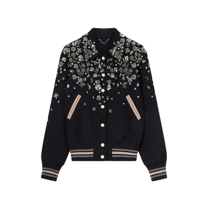 Golden Goose Floral-embellished Logo-patch Bomber Jacket