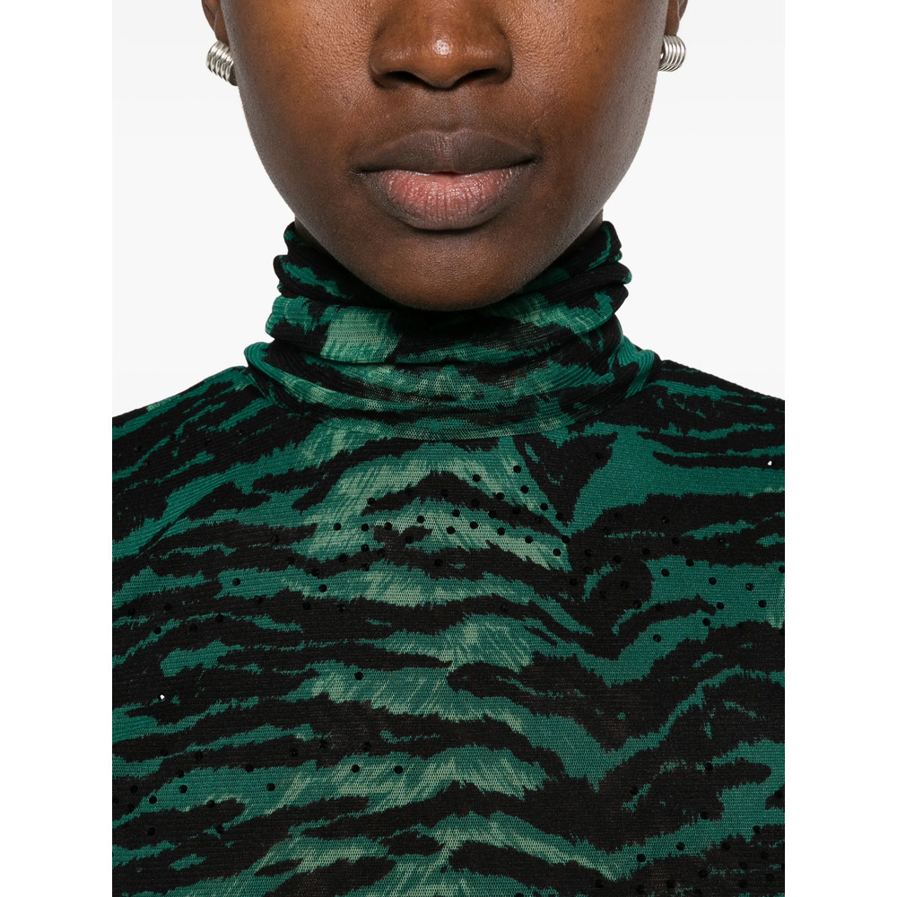 Diane Von Furstenberg Logan Tiger-print Turtleneck Top