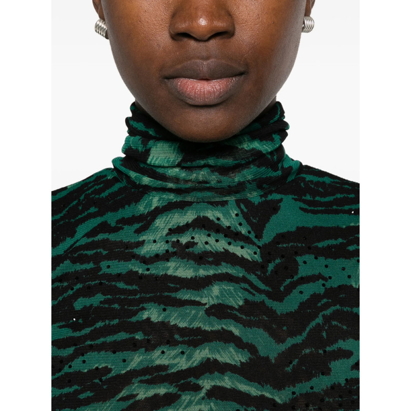 Diane Von Furstenberg Logan Tiger-print Turtleneck Top