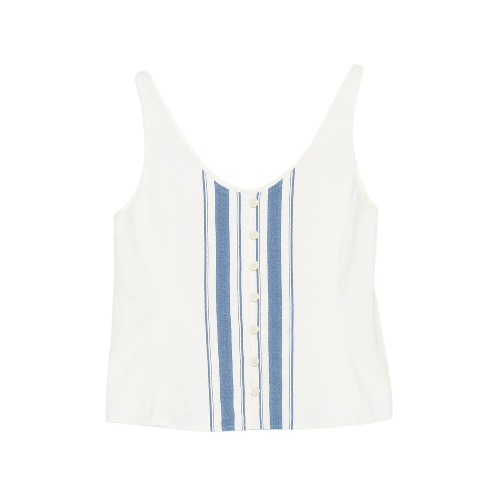 Low Classic Striped Button Top