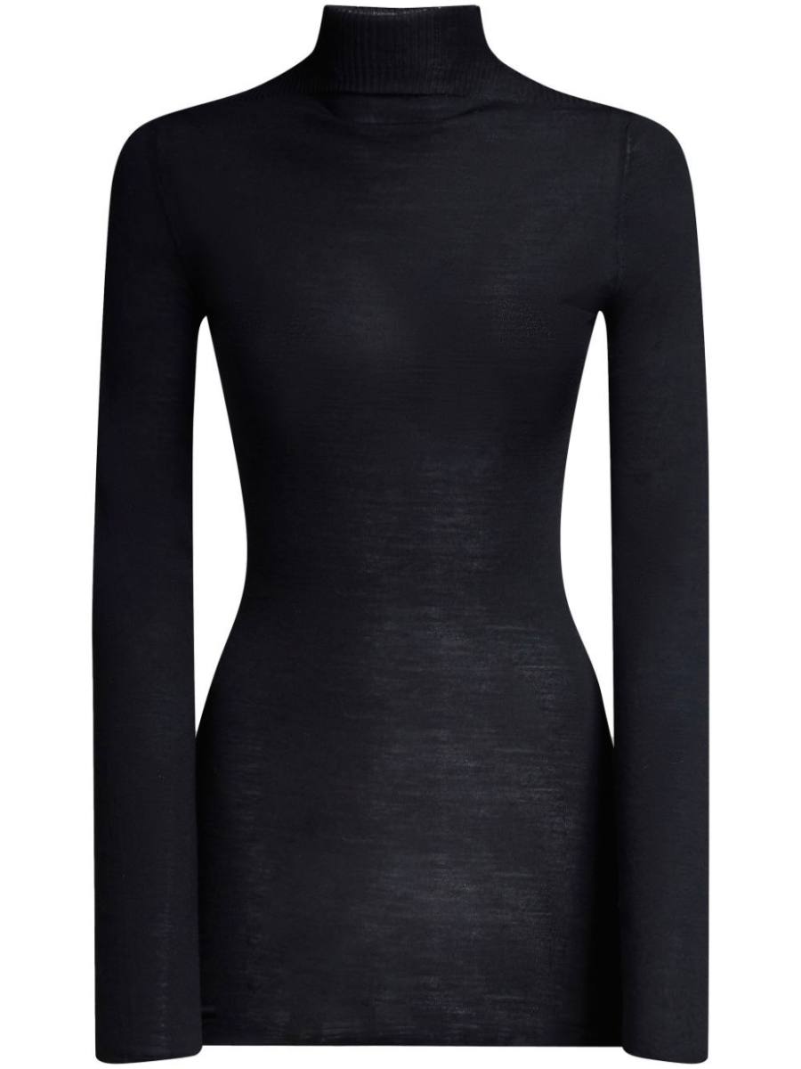 high-neck ribbed jumper