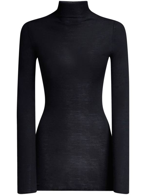high-neck ribbed jumper
