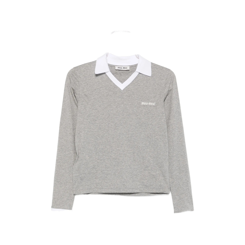 Miu Miu Logo-patch Polo-collar T-shirt