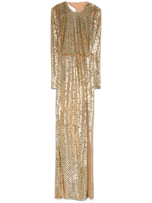 sequin-embroidered cut-out gown