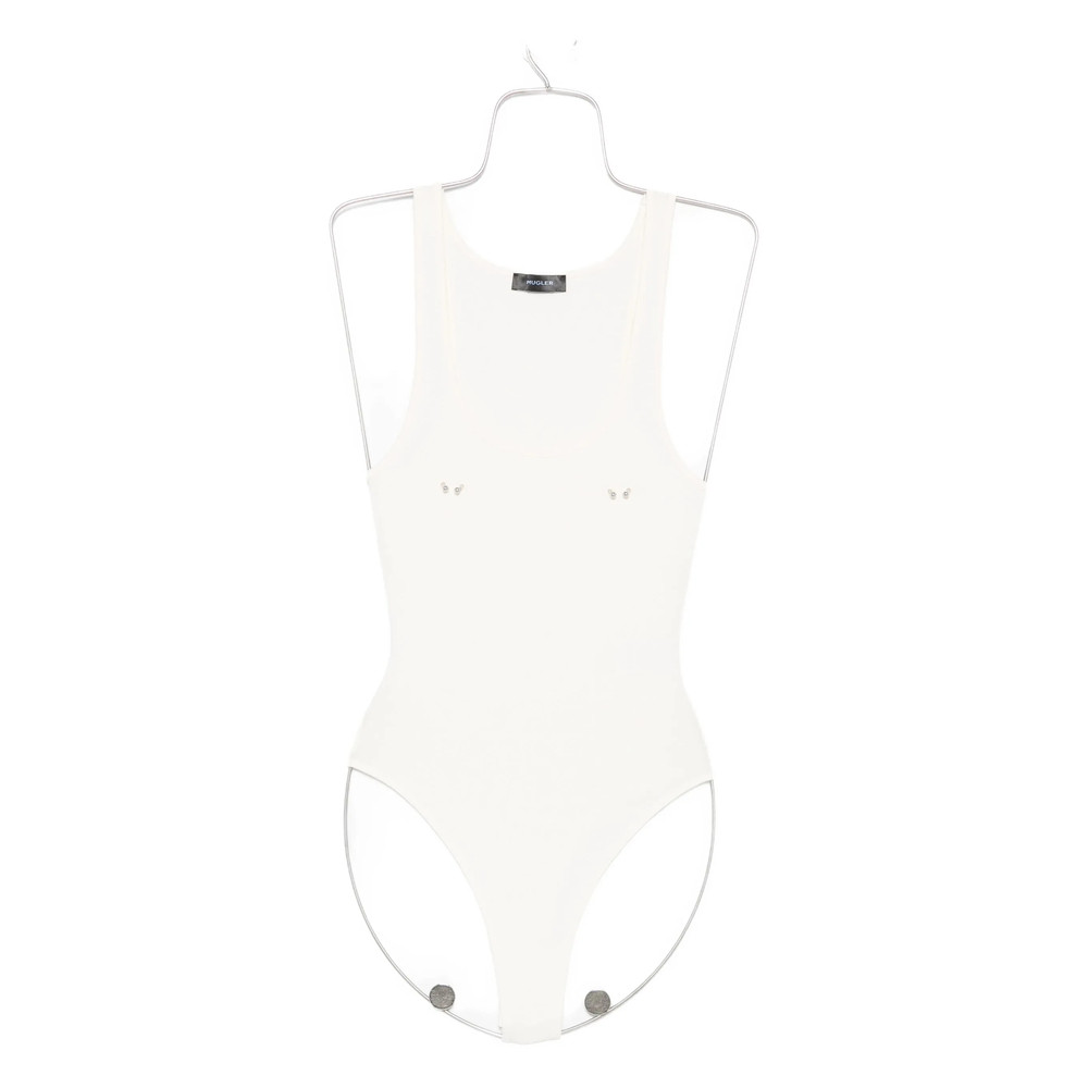 Mugler Scoop-neck Embellished Bodysuit