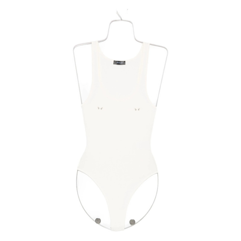 Mugler Scoop-neck Embellished Bodysuit