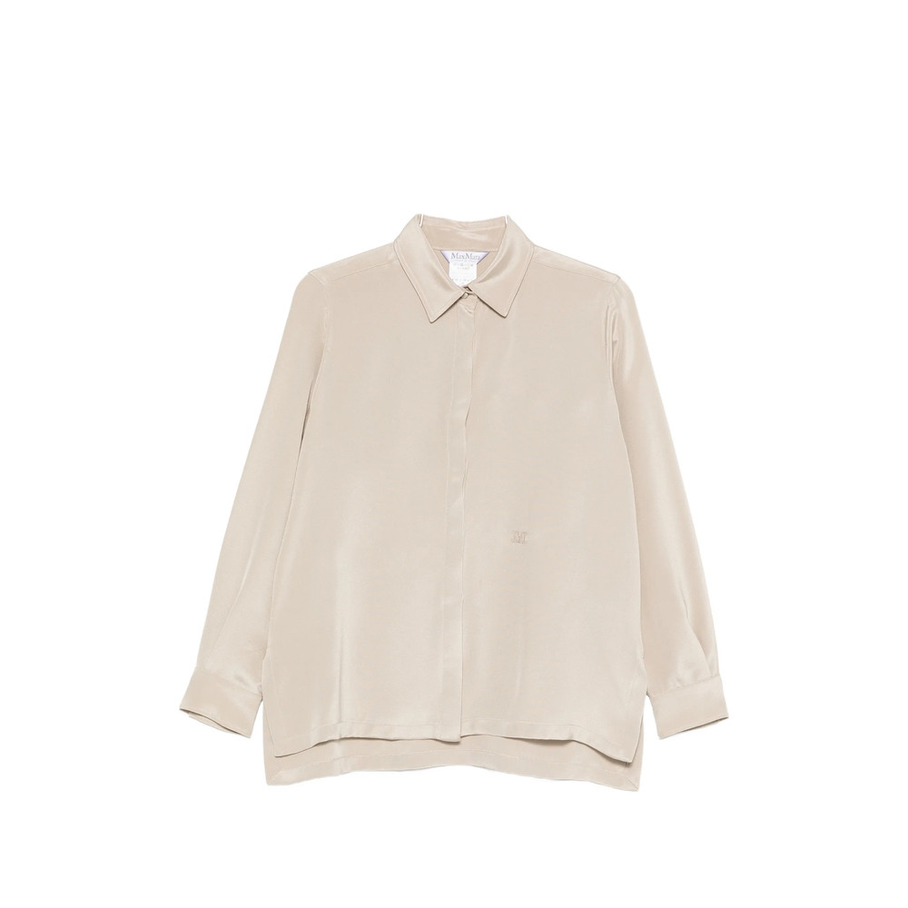 Max Mara Geranio Embroidered-logo Silk Shirt