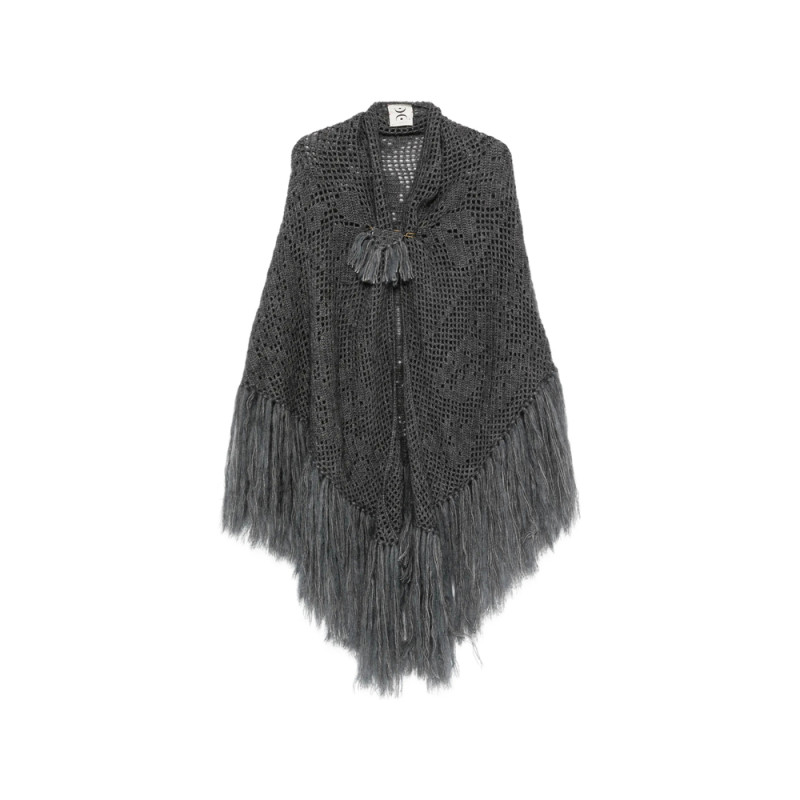 Chiara Is Scialle Coperta Peonia Fringe-trimmed Crochet Poncho