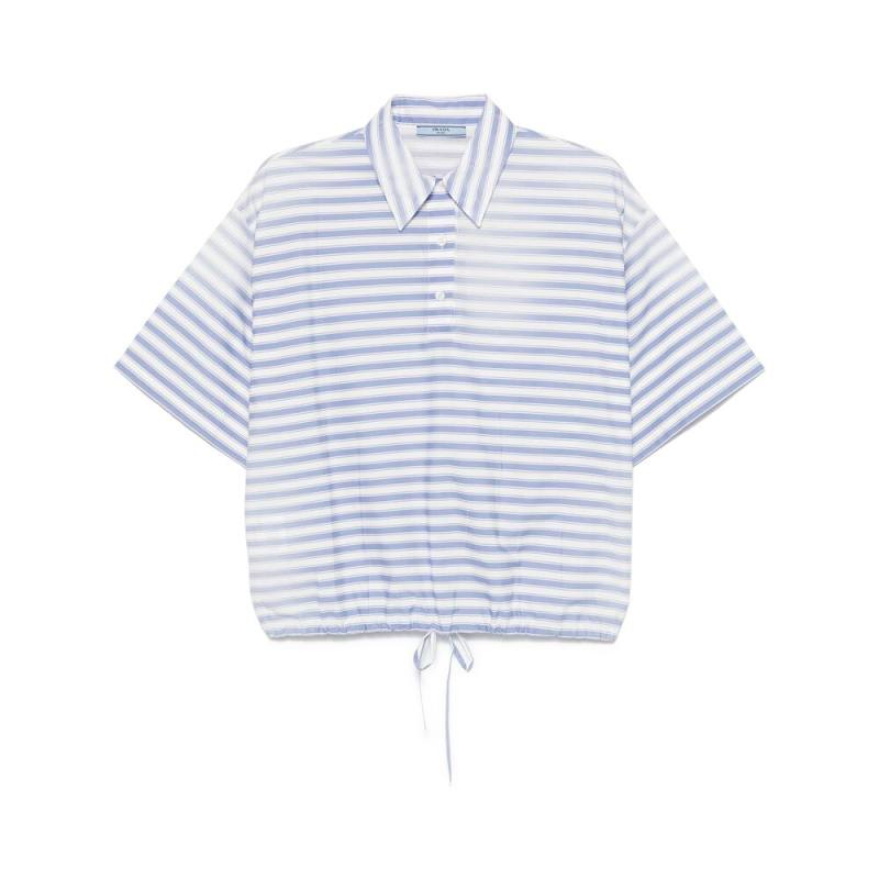 Prada Striped Poplin Polo Shirt