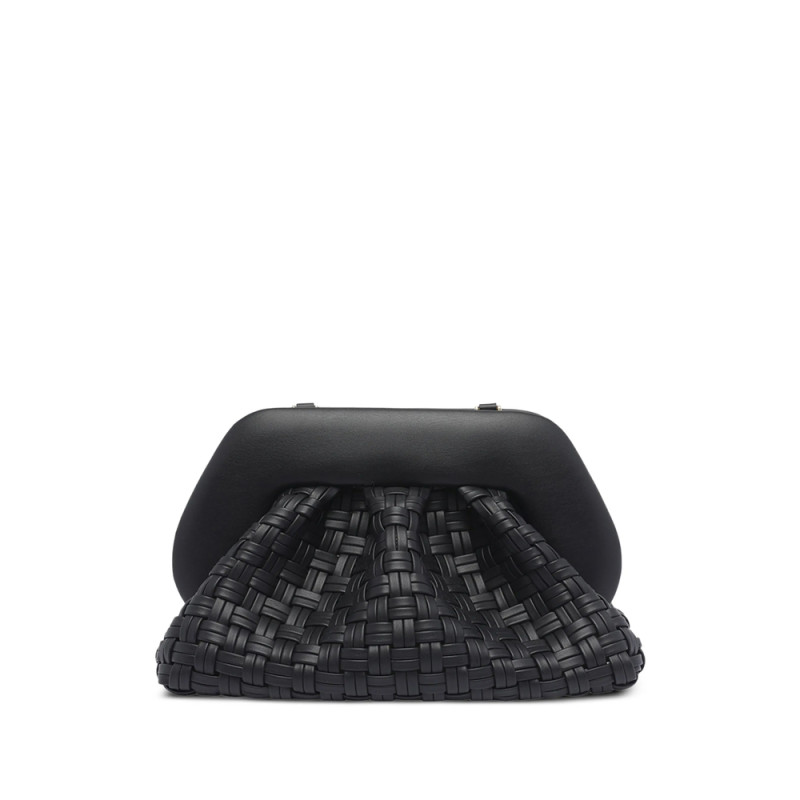 The-moirè Woven Detachable-strap Clutch