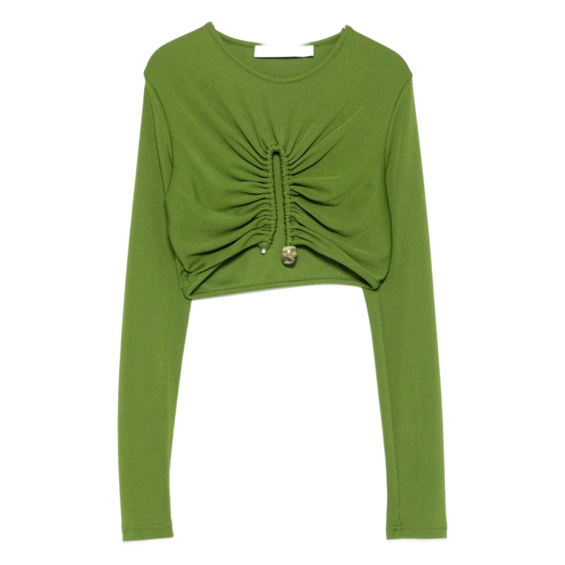 Christopher Esber Gathered-effect Ribbed Crop Top