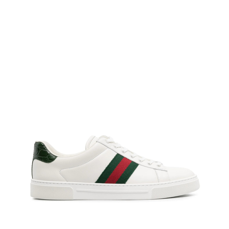 Gucci Ace Web-stripe Leather Sneakers