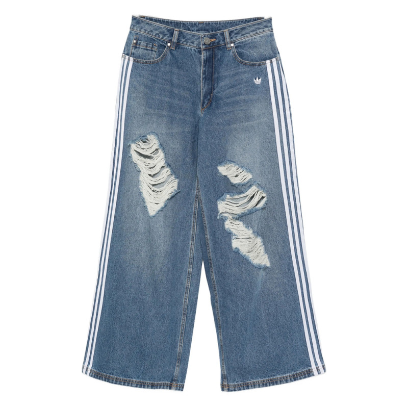 Adidas Ripped-detailing Striped Jeans