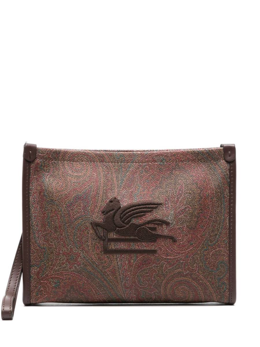 paisley-jacquard clutch bag