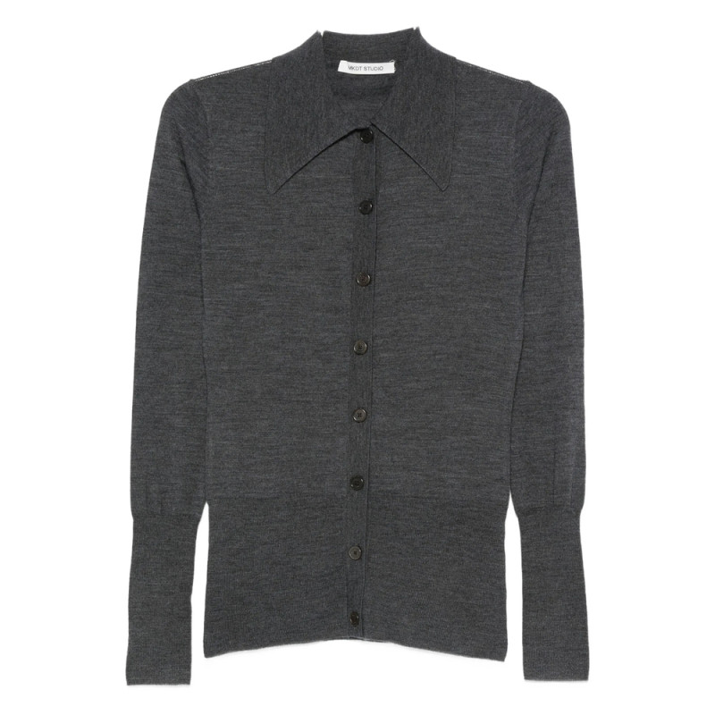 Mark Kenly Domino Tan Button-front Collared Cardigan