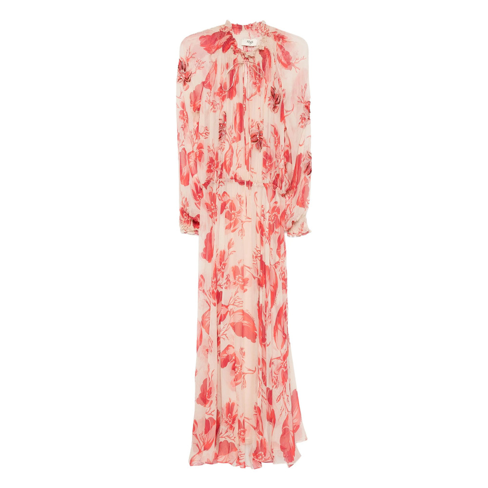 Fendi Floral-print Pleated Maxi Dress