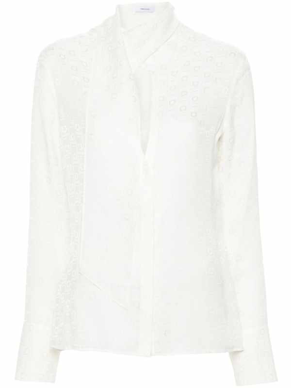 monogram-jacquard silk shirt