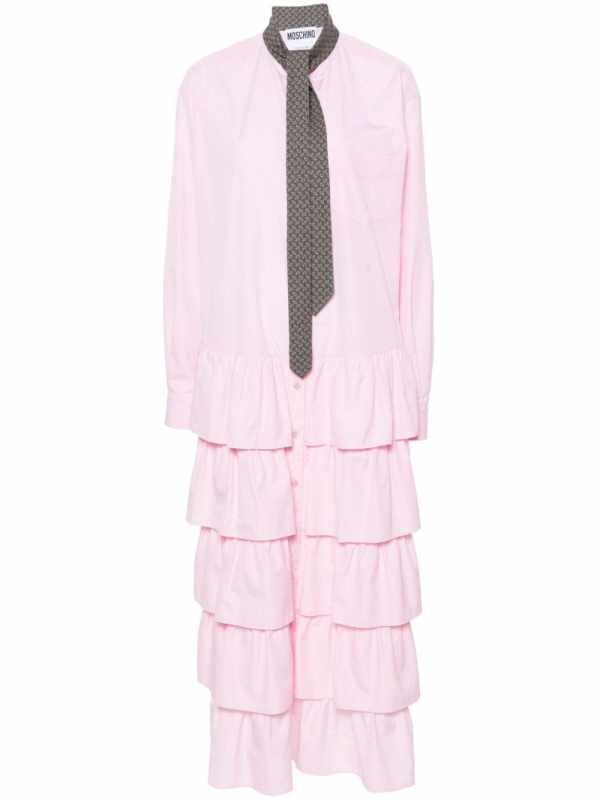 attached-tie midi dress