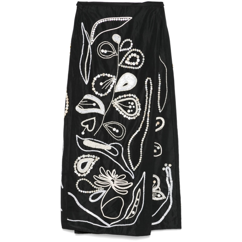 Forte Forte Embroidered Taffeta Midi Skirt