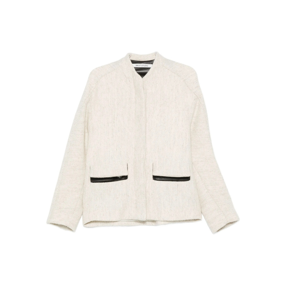 Mark Kenly Domino Tan Herringbone-pattern Pocket Jacket