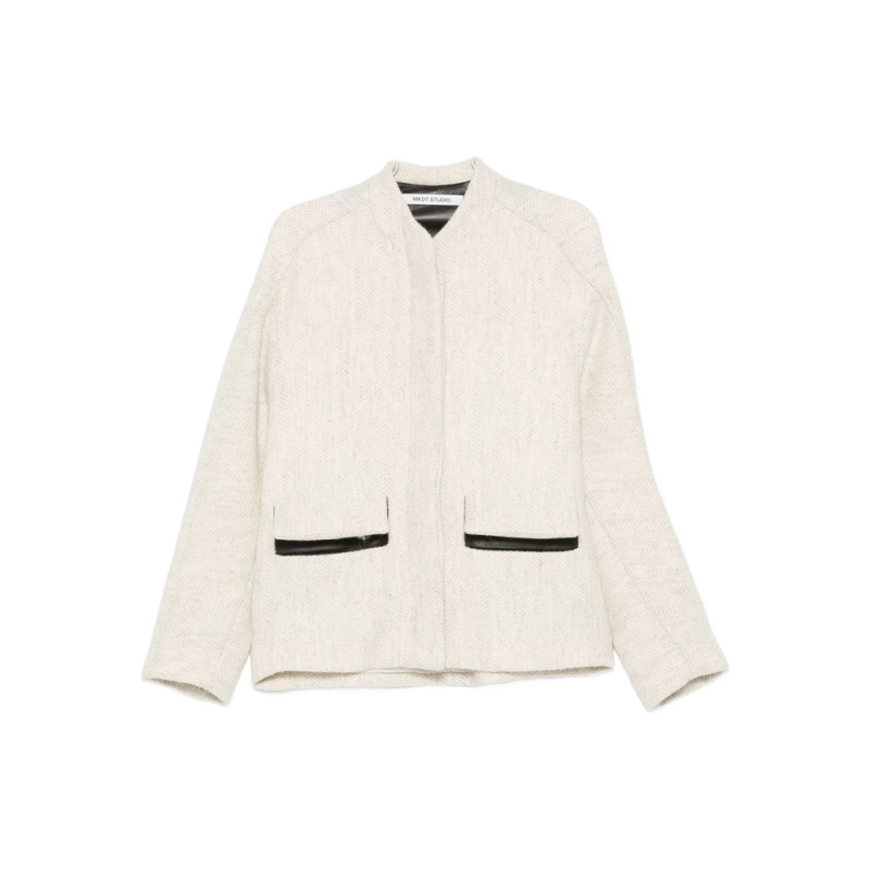 Mark Kenly Domino Tan Herringbone-pattern Pocket Jacket