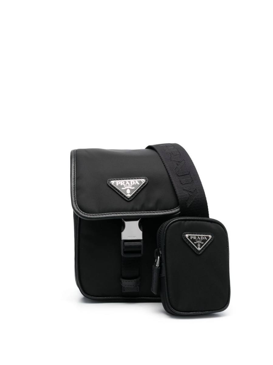 Re-Nylon logo-plaque messenger bag