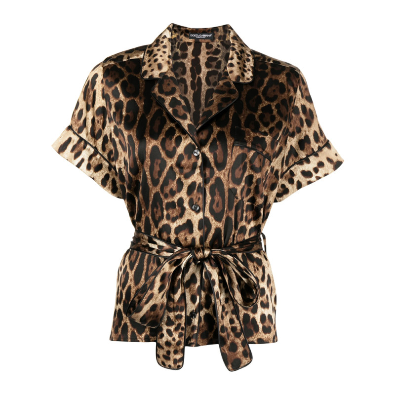 Dolce & Gabbana Leopard-print Belted Silk Shirt