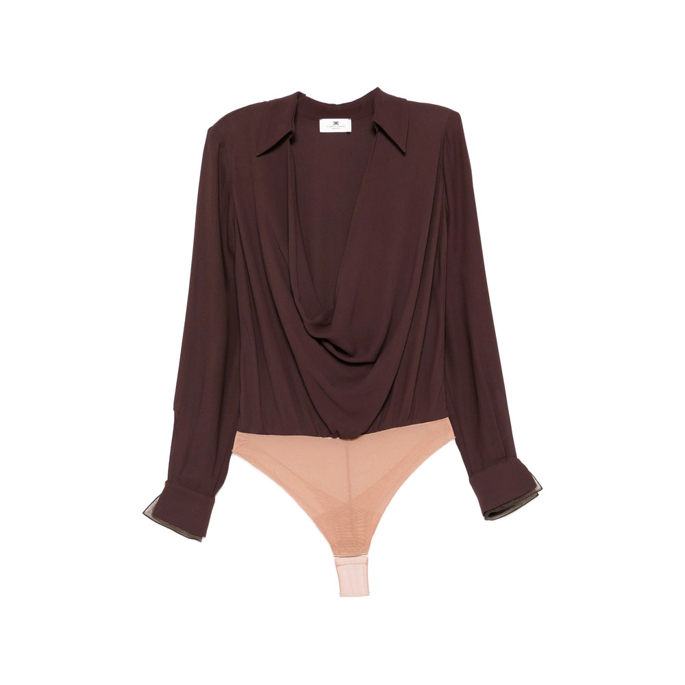 Elisabetta Franchi Draped Long-sleeve Bodysuit