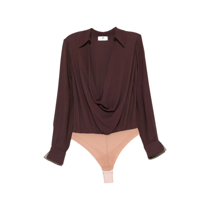 Elisabetta Franchi Draped Long-sleeve Bodysuit