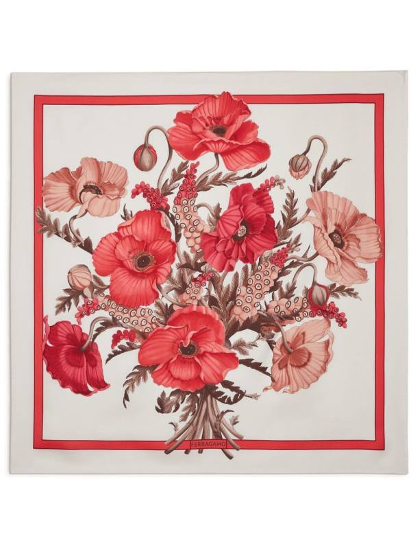 floral-print silk scarf