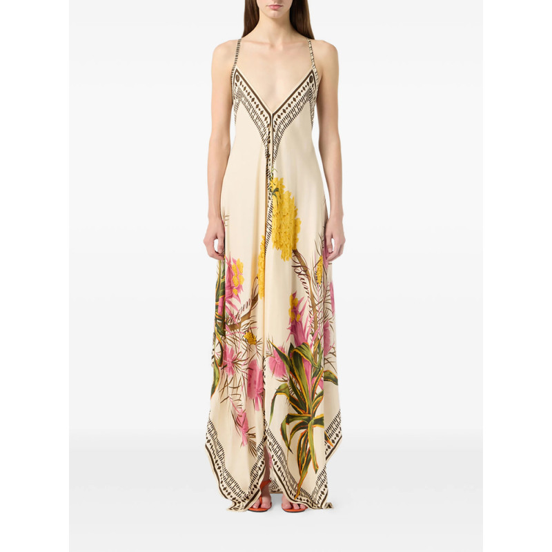 Blumarine Floral Print V-neck Dress