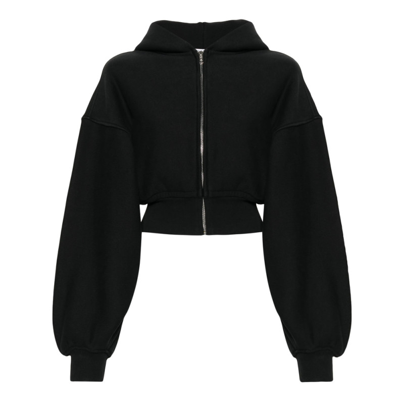 Alexander Wang T Cropped Zip-up Cotton Hoodie
