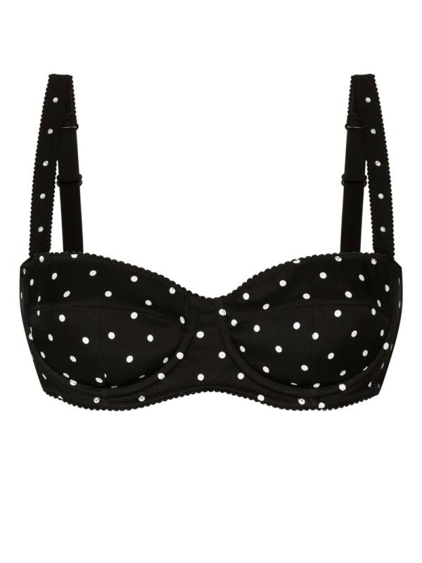 polka dot-print balconette bra