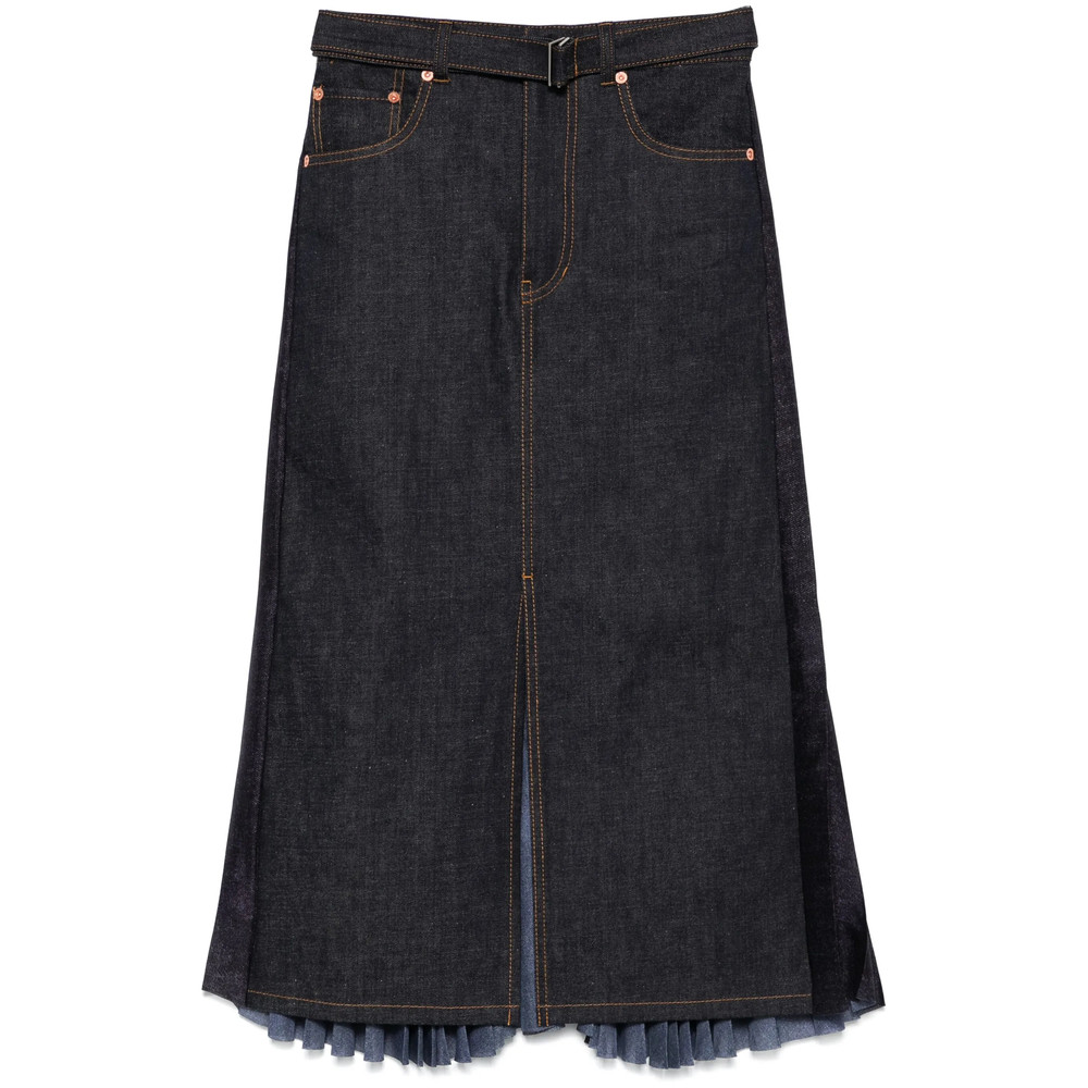 Sacai Pleat-detailed Midi Skirt